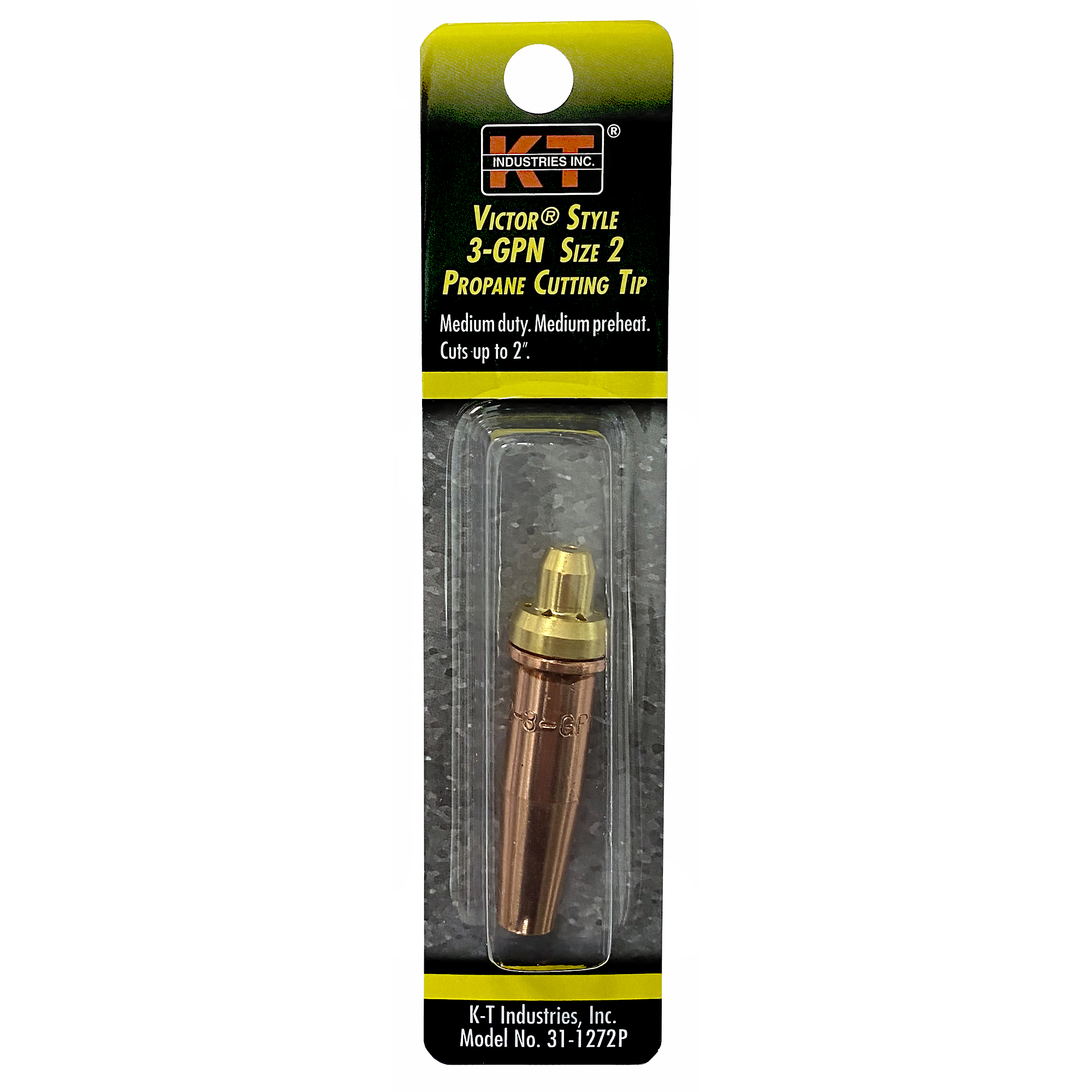 K-T Industries Propane Cutting Tip — Size 2, Copper and Brass, Model# 31-1272P